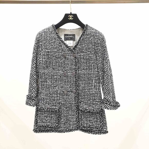 Chanel 2014 Tweed Jacket, Black, Navy, White, Size 38 - Picture 1 of 8